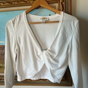 Talbots White Twist-Front Crop Top